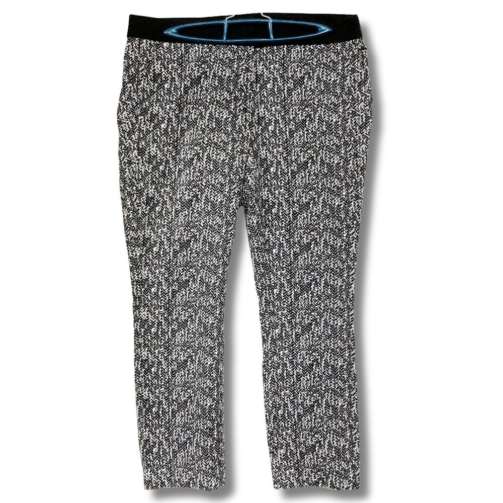 DALIA COLLECTION Black white chevron artsy houndstooth print pants ~ sz 8 MEDIUM
